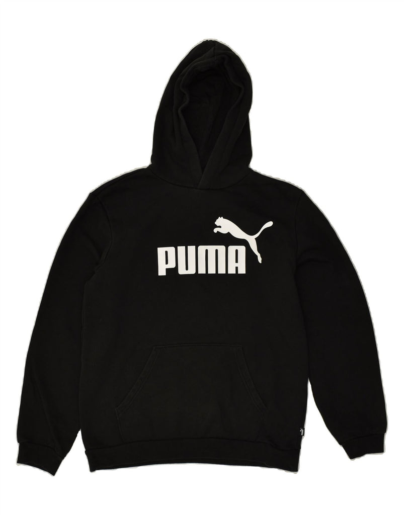 PUMA Boys Graphic Hoodie Jumper 15-16 Years XL Black Cotton | Vintage Puma | Thrift | Second-Hand Puma | Used Clothing | Messina Hembry 