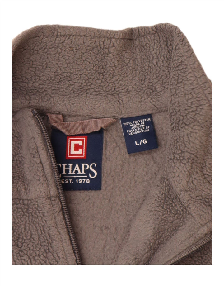 CHAPS Mens Zip Neck Fleece Jumper Large Grey Polyester