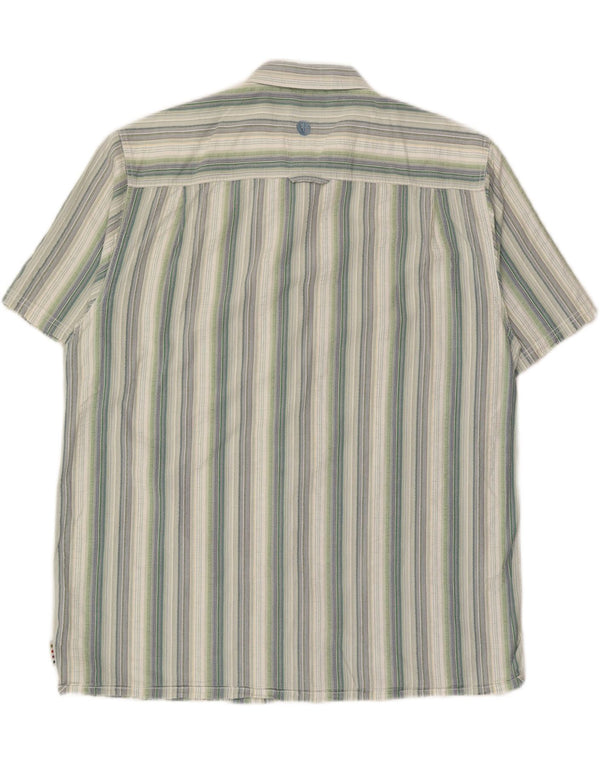 Fat Face Mens Short Sleeve Shirt XL Green Striped Cotton