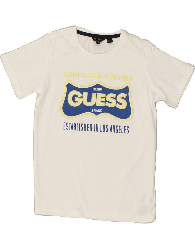 GUESS Boys Graphic T-Shirt Top 7-8 Years White Cotton | Vintage Guess | Thrift | Second-Hand Guess | Used Clothing | Messina Hembry 