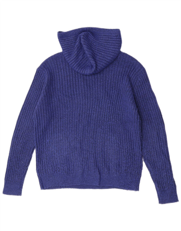 Marks & Spencer Womens Hooded Jumper Sweater UK 14 Medium Blue Flecked