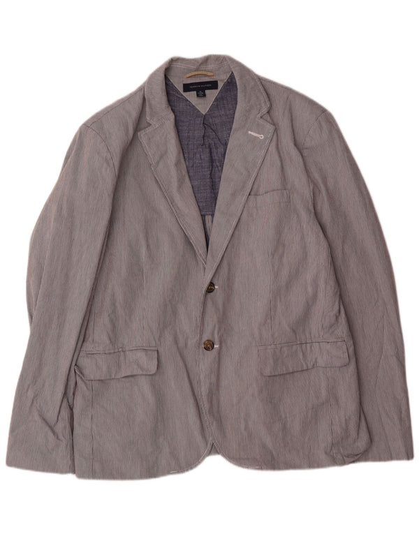 Tommy Hilfiger Mens 2 Button Blazer Jacket UK 42 XL Grey Pinstripe Cotton