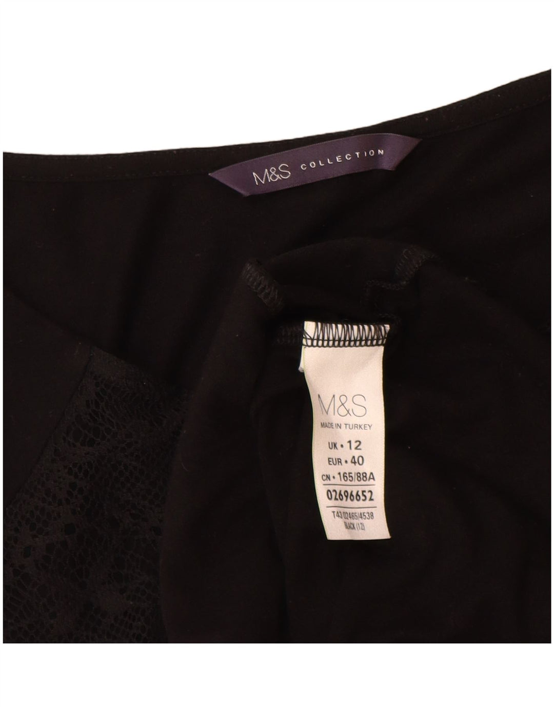 Marks & Spencer Womens Top Long Sleeve UK 12 Medium Black Viscose