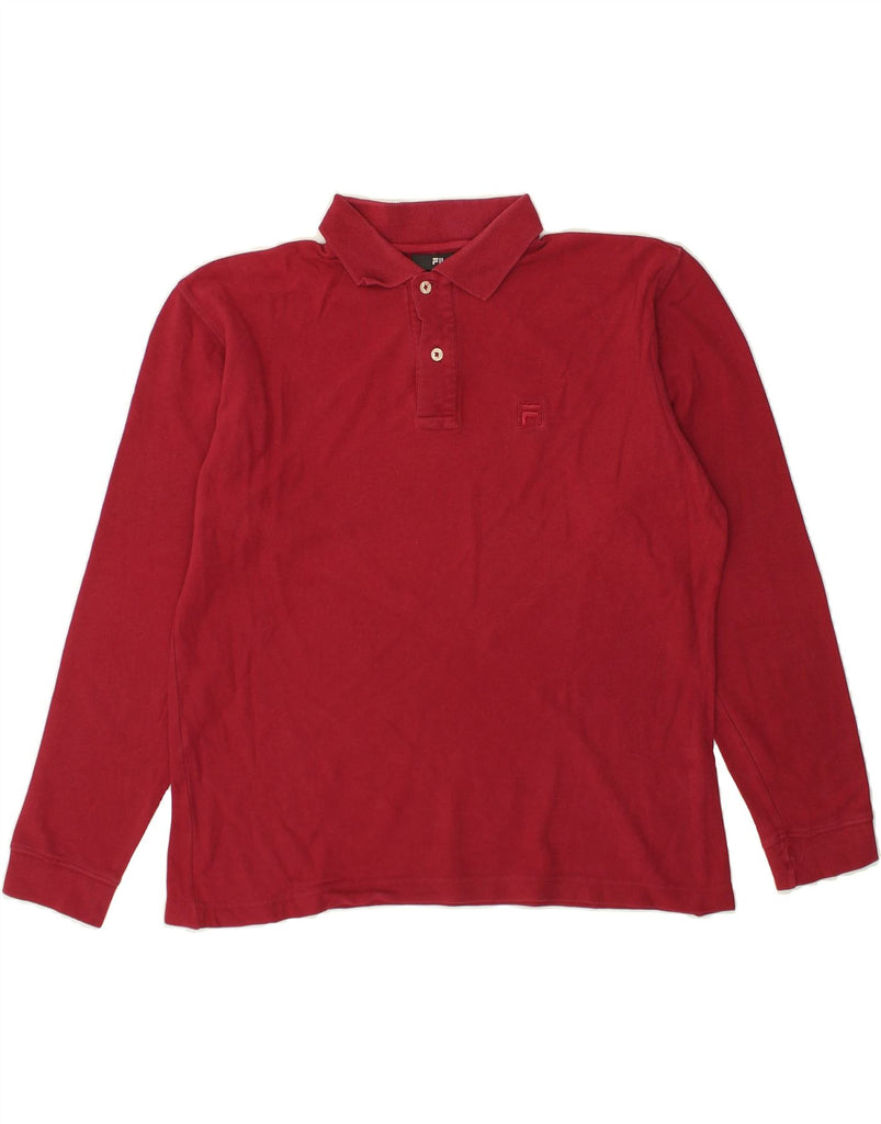FILA Mens Long Sleeve Polo Shirt Medium Red Cotton | Vintage Fila | Thrift | Second-Hand Fila | Used Clothing | Messina Hembry 
