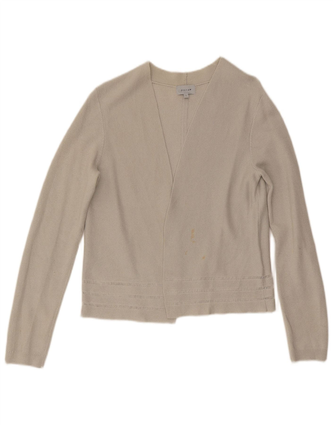 Jigsaw Womens Crop Open Cardigan Sweater UK 10 Small Grey Cotton