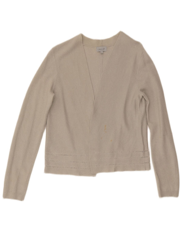 Jigsaw Womens Crop Open Cardigan Sweater UK 10 Small Grey Cotton