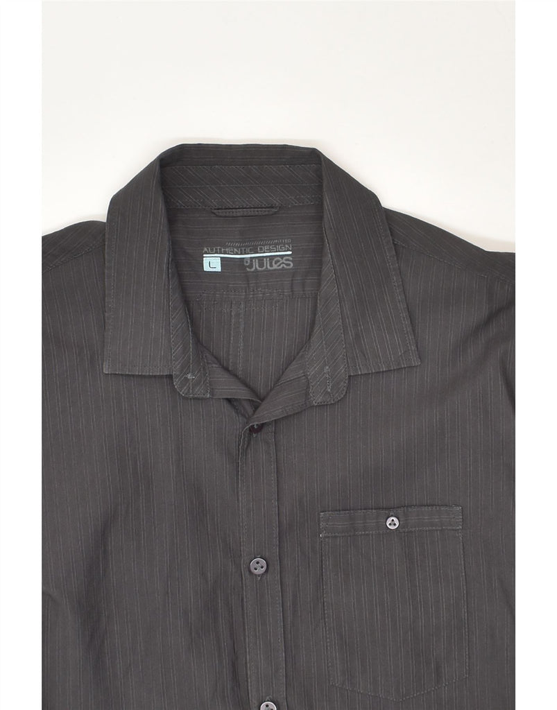 JULES Mens Shirt Large Grey Pinstripe Cotton | Vintage Jules | Thrift | Second-Hand Jules | Used Clothing | Messina Hembry 