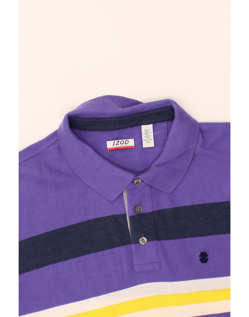 IZOD Mens Polo Shirt 2XL Purple Striped Cotton Vintage Izod and Second-Hand Izod from Messina Hembry 
