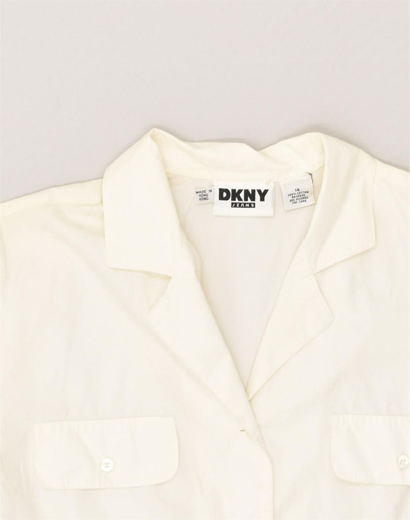 DKNY Womens Shirt Blouse US 14 XL Off White Cotton | Vintage Dkny | Thrift | Second-Hand Dkny | Used Clothing | Messina Hembry 