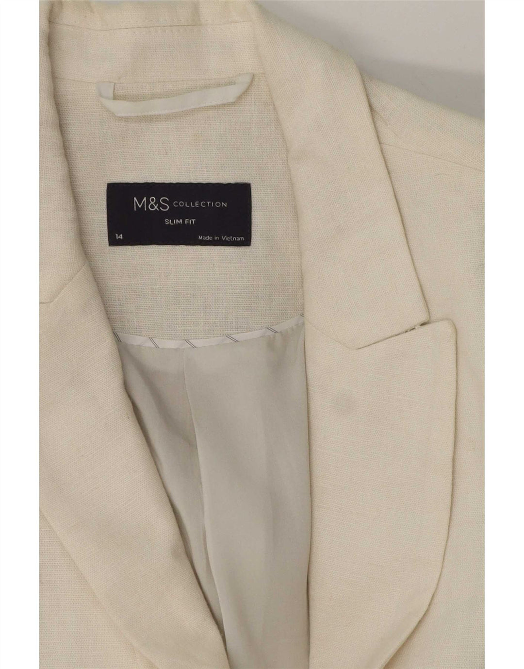 Marks & Spencer Womens 1 Button Blazer Jacket UK 14 Large White