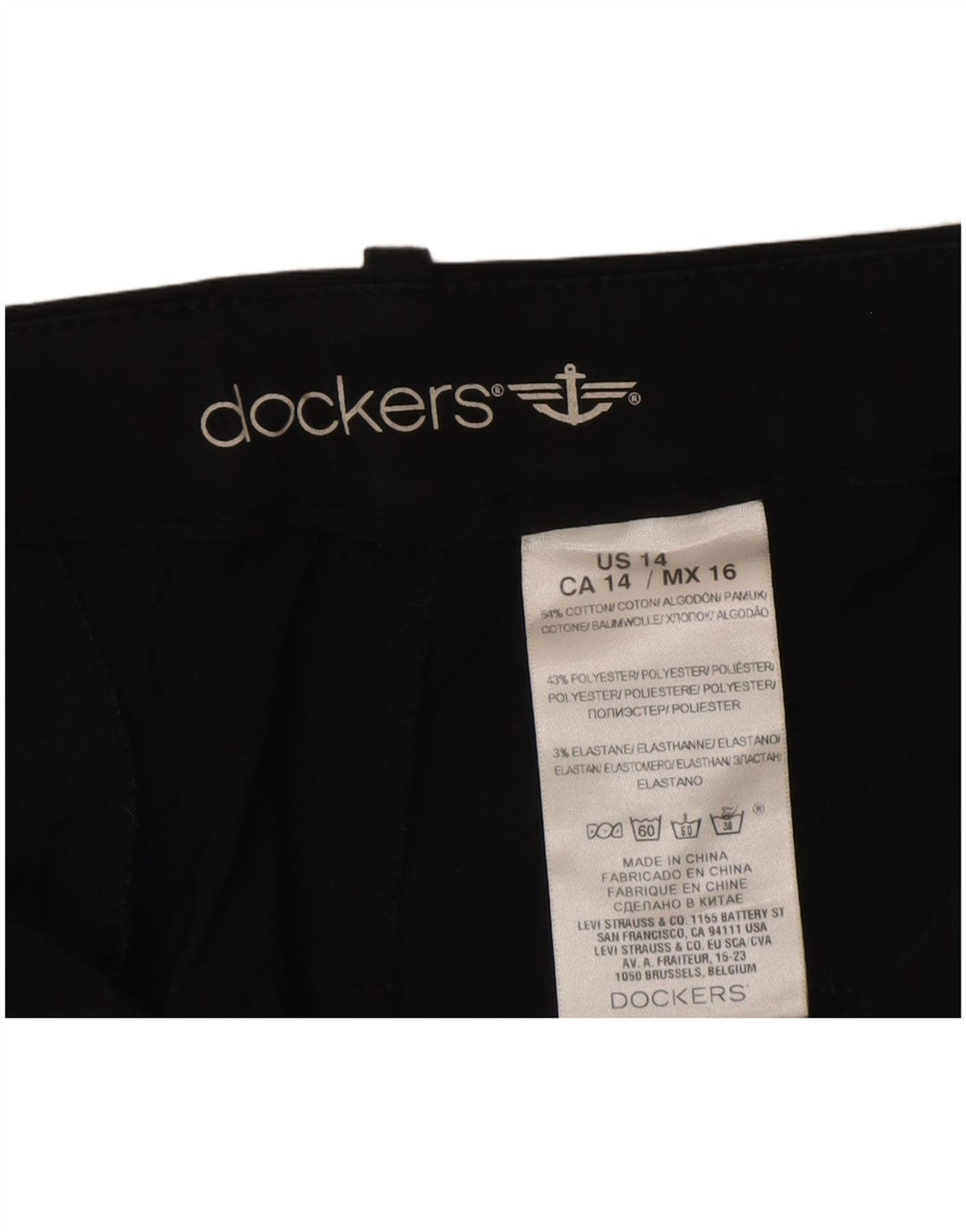 Dockers Womens Capri Trousers US 14 XL W36 L20 Black Cotton