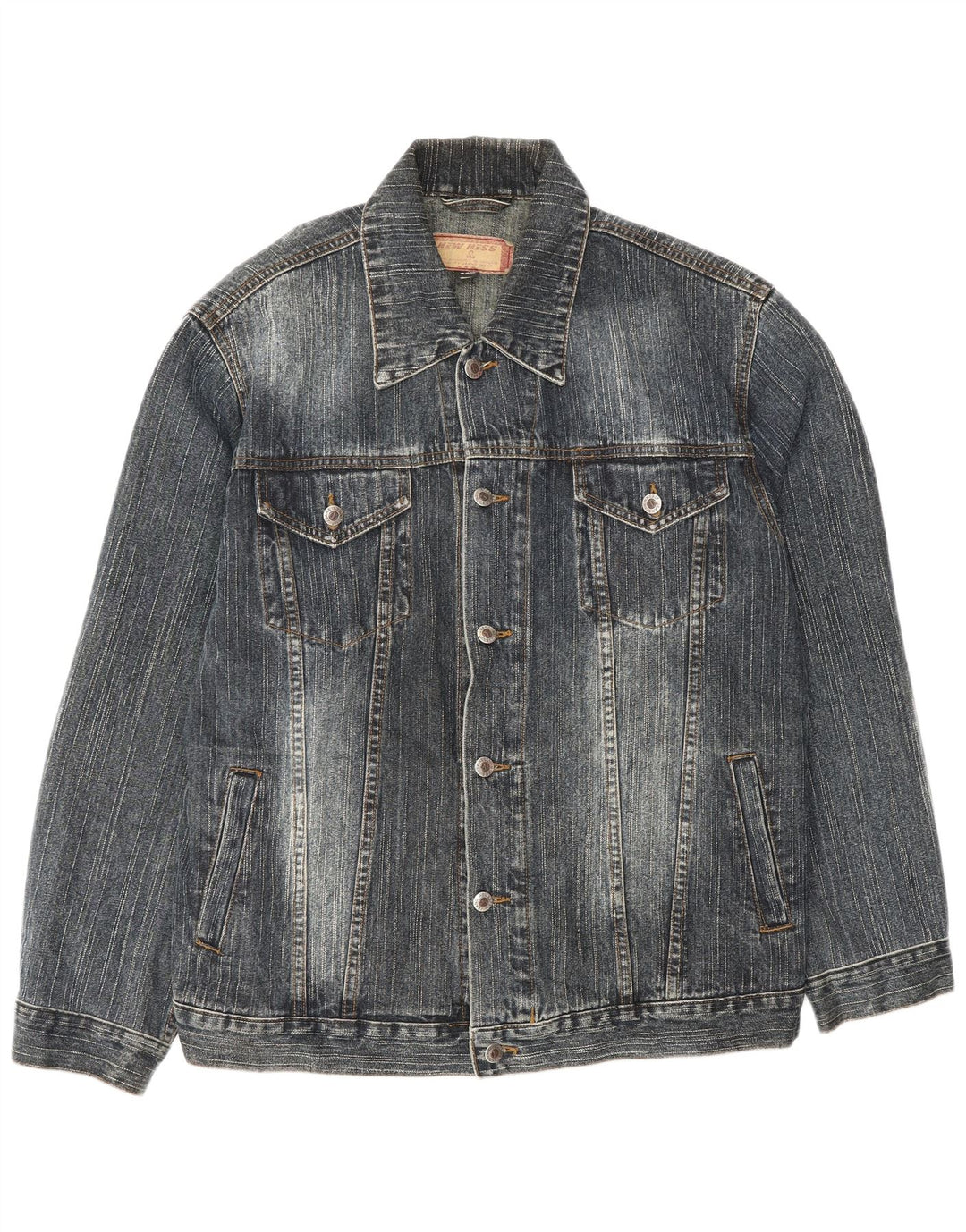 Vintage Mens Denim Jacket UK 44 2XL Navy Blue Cotton