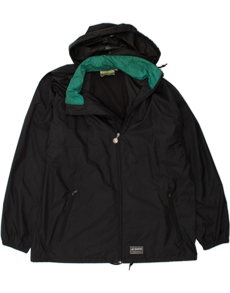JEANTEX Mens Hooded Rain Jacket UK 40 Large Black Polyamide | Vintage Jeantex | Thrift | Second-Hand Jeantex | Used Clothing | Messina Hembry 