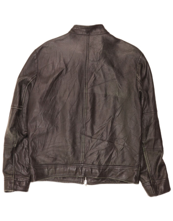 Bata Mens Bomber Leather Jacket IT 50 Medium Black