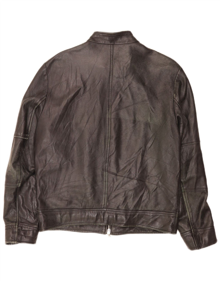 Bata Mens Bomber Leather Jacket IT 50 Medium Black