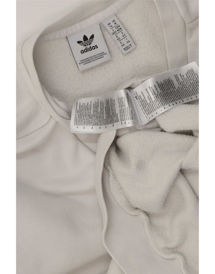 Adidas Womens Oversized Sweatshirt Jumper UK 14 Medium White Cotton