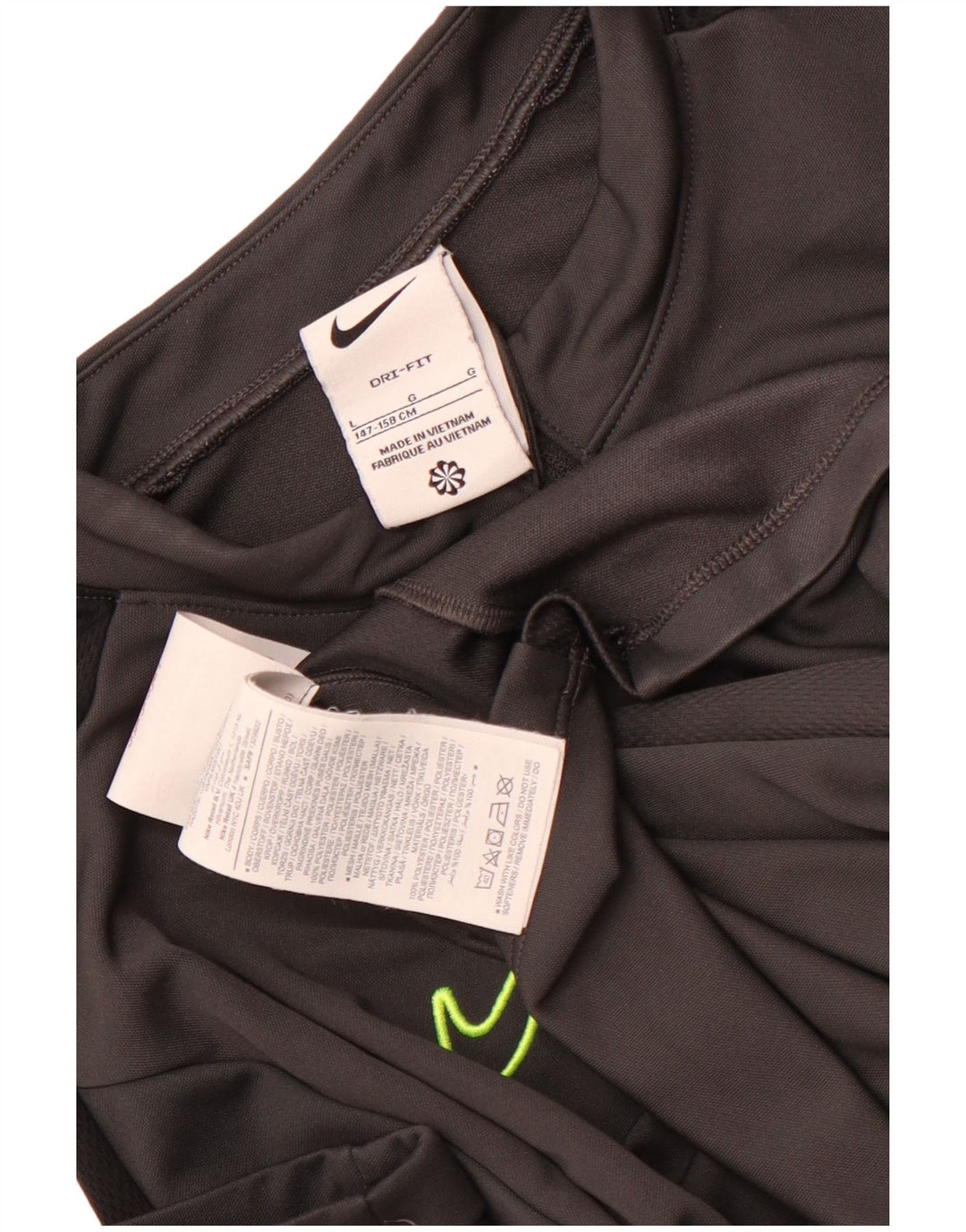 Nike Boys Dri Fit Top Long Sleeve 12-13 Years Large Grey Colourblock