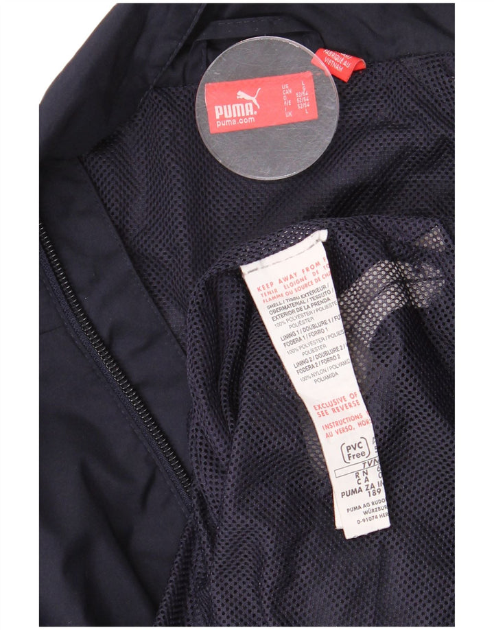 PUMA Mens Tracksuit Top Jacket Large Navy Blue Colourblock Polyester