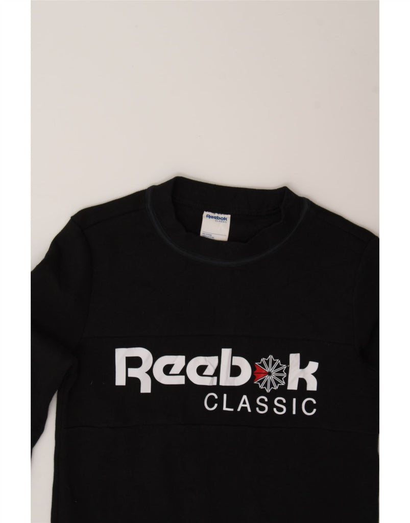 REEBOK Mens Classic Graphic Sweatshirt Jumper XS Black Cotton Vintage Reebok and Second-Hand Reebok from Messina Hembry 