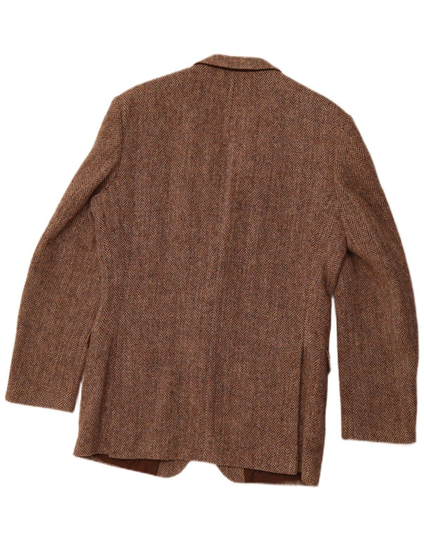 ST MICHAEL Mens 2 Button Blazer Jacket UK 38 Medium Brown Herringbone Wool