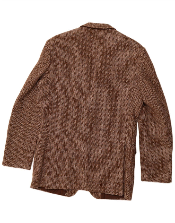 ST MICHAEL Mens 2 Button Blazer Jacket UK 38 Medium Brown Herringbone Wool