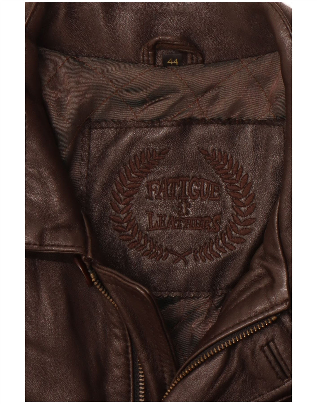 FATIGUE Mens Leather Jacket UK 44 2XL Brown Leather