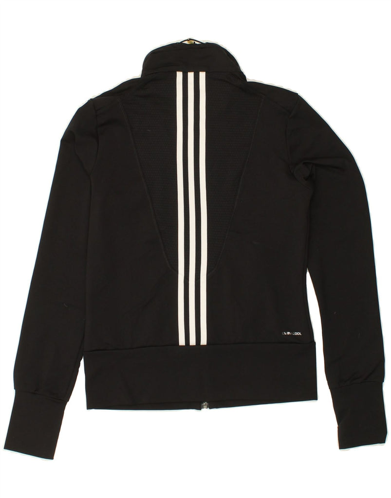 ADIDAS Womens Graphic Tracksuit Top Jacket UK 10 Small Black Polyester Vintage Adidas and Second-Hand Adidas from Messina Hembry 