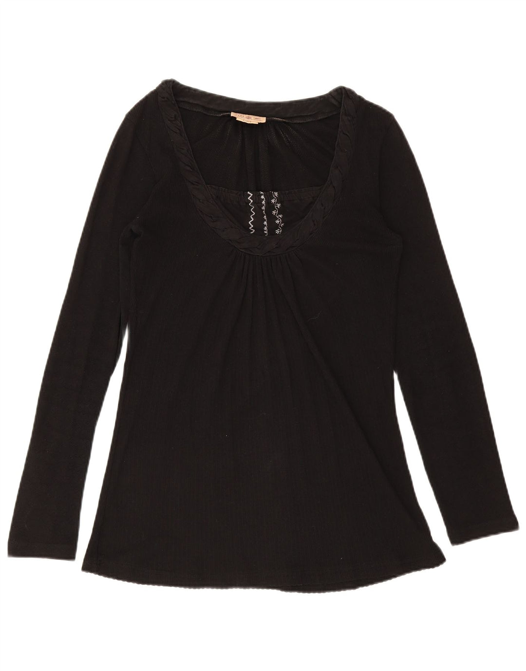 Marlboro Classics Womens Top Long Sleeve UK 14 Large Black Cotton
