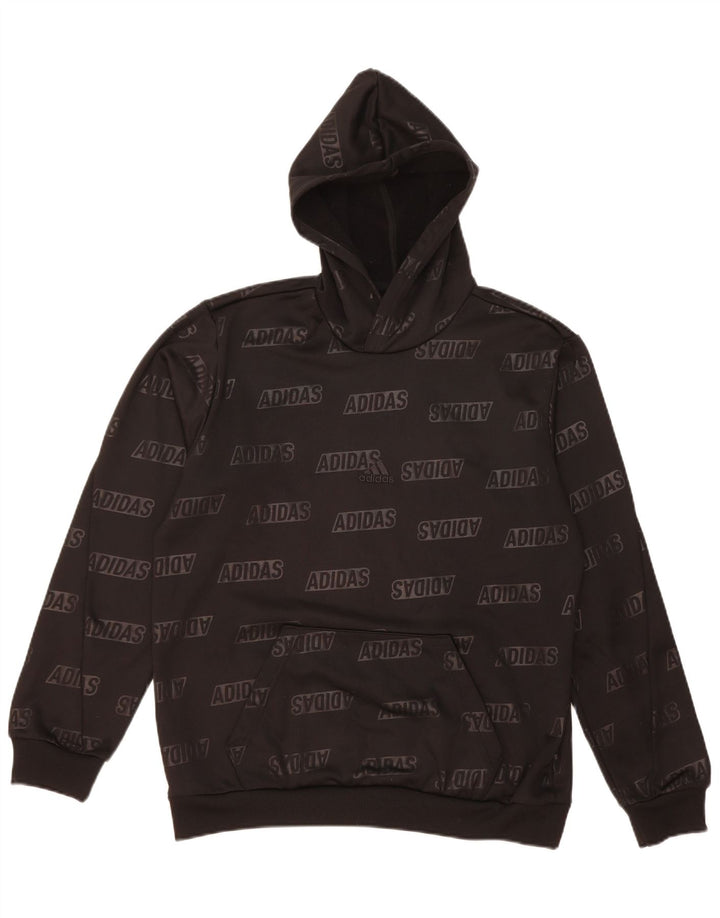 ADIDAS Mens Graphic Hoodie Jumper Large Black Polyester