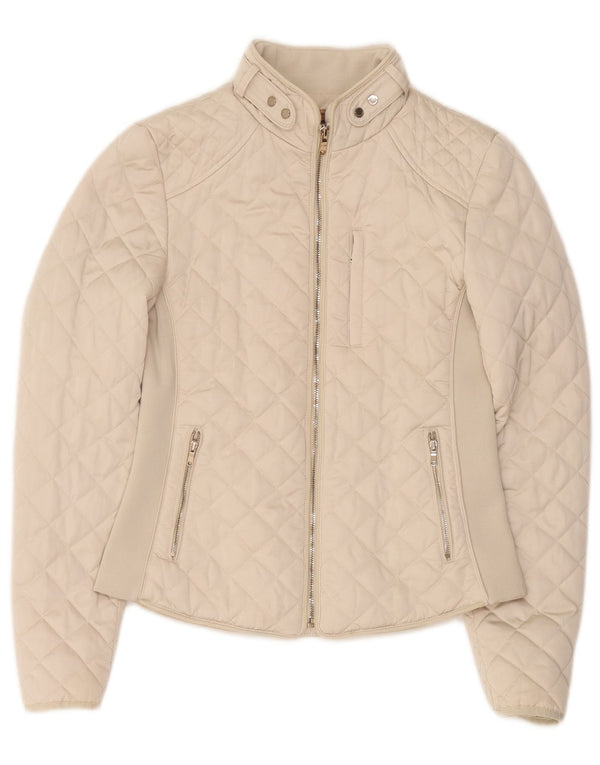 Zara Womens Quilted Jacket UK 12 Medium Off White