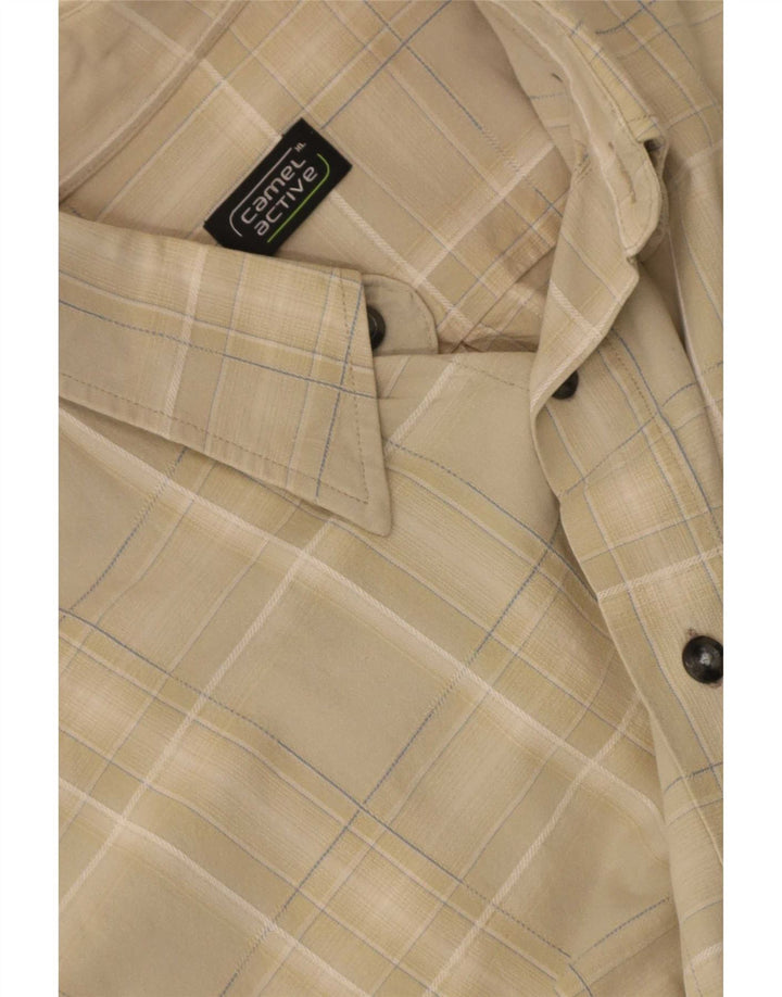 Camel Active Mens Short Sleeve Shirt XL Beige Check