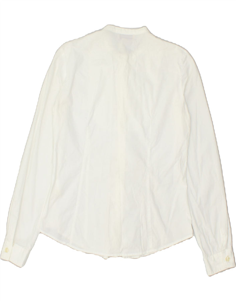 MARLBORO CLASSICS Womens Ruffle Front Shirt EU 38 Medium White Cotton | Vintage Marlboro Classics | Thrift | Second-Hand Marlboro Classics | Used Clothing | Messina Hembry 