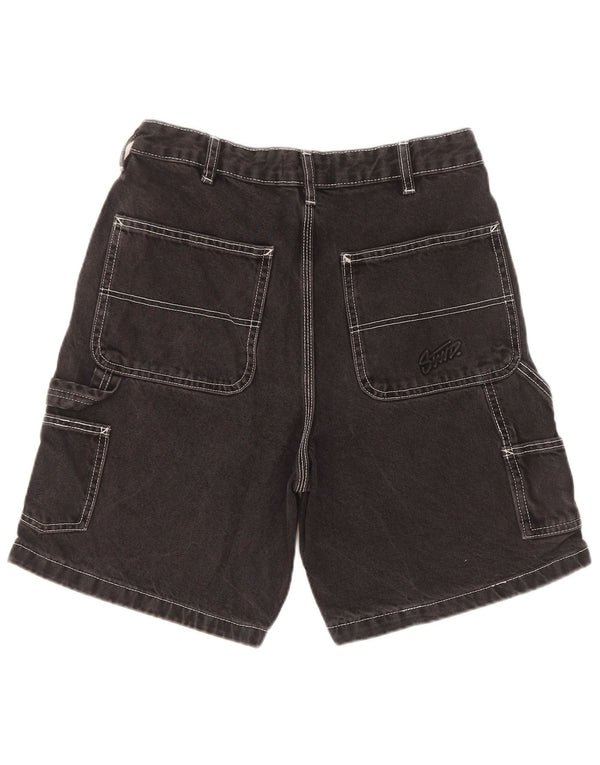 Pull & Bear Mens STWD Cargo Denim Shorts EU 36 Small W29 Black Cotton
