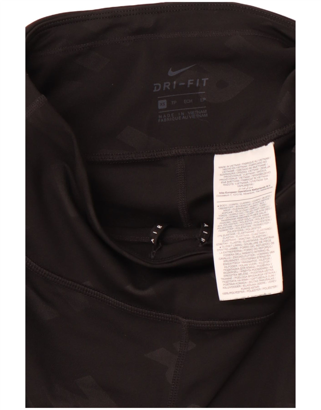 NIKE Womens Dri Fit Leggings UK 4 XS Black Colourblock Polyester