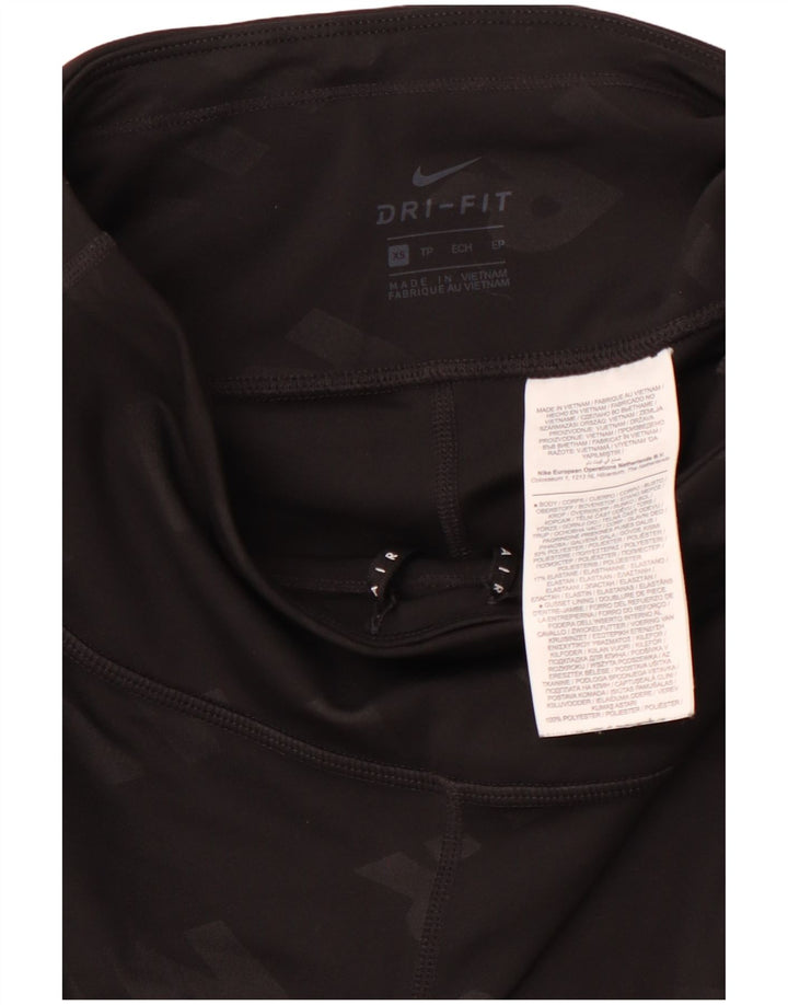 NIKE Womens Dri Fit Leggings UK 4 XS Black Colourblock Polyester