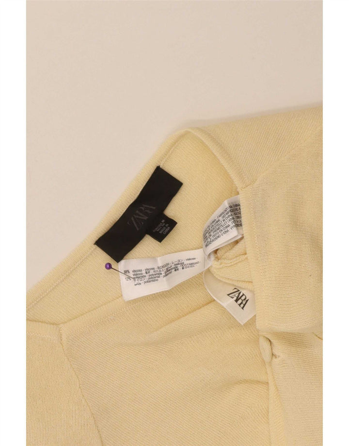 Zara Womens Short Sleeve Shirt Blouse UK 12 Medium Yellow Viscose