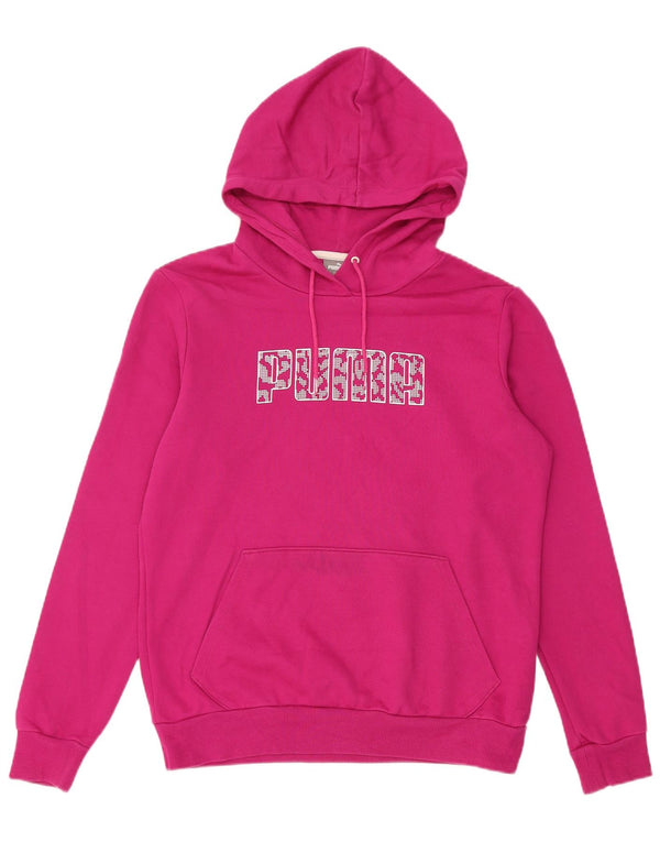 Puma Womens Graphic Hoodie Jumper UK 14 Medium Pink Cotton