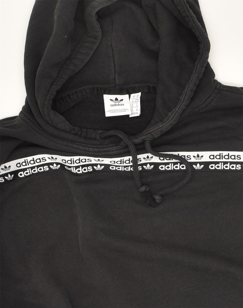 ADIDAS Womens Oversized Hoodie Jumper UK 6 XS Black Cotton | Vintage Adidas | Thrift | Second-Hand Adidas | Used Clothing | Messina Hembry 