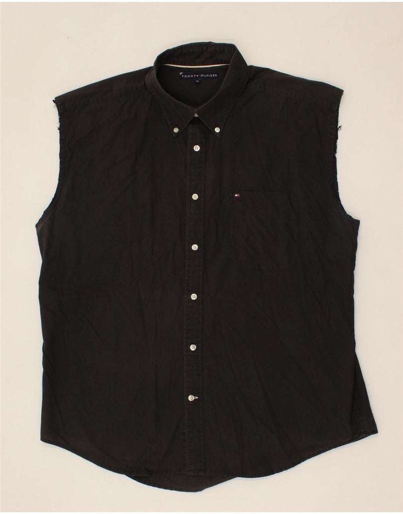 TOMMY HILFIGER Mens Sleeveless Shirt XL Black Cotton Vintage Tommy Hilfiger and Second-Hand Tommy Hilfiger from Messina Hembry 