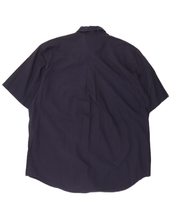 TIMBERLAND Mens Short Sleeve Shirt 2XL Navy Blue Cotton