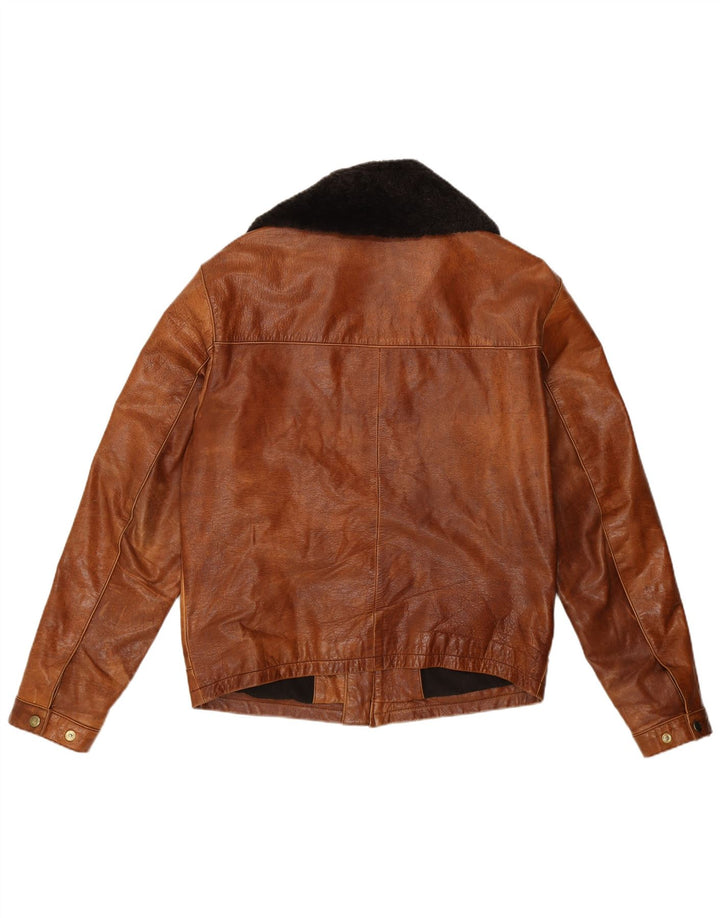 Conbipel Mens Leather Jacket IT 48 Medium Brown Leather