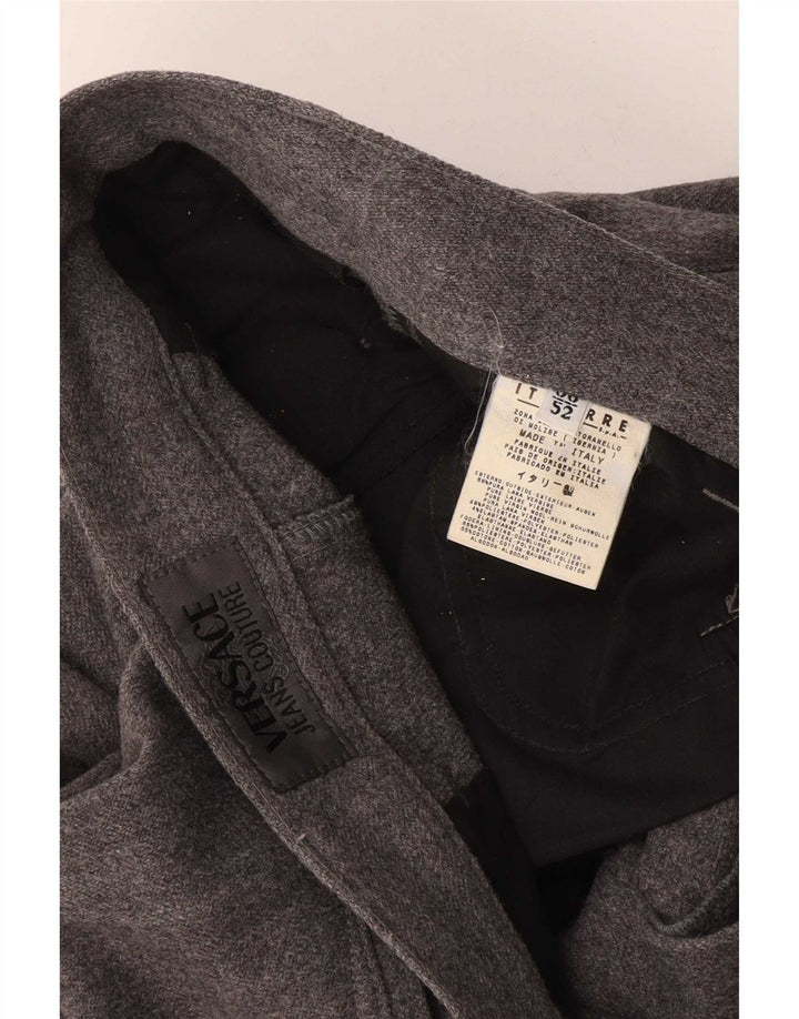 Versace Mens Straight Suit Trousers IT 52 XL W38 L29 Grey Wool