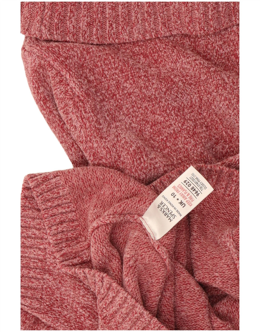 Marks & Spencer Womens Roll Neck Jumper Sweater UK 10 Small  Pink Viscose