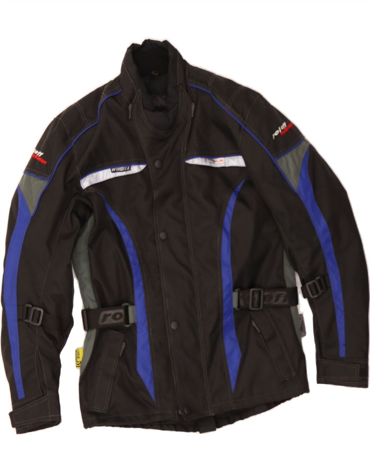 ROLEFF Mens Racer Jacket UK 38 Medium Black Colourblock Vintage ROLEFF and Second-Hand ROLEFF from Messina Hembry 