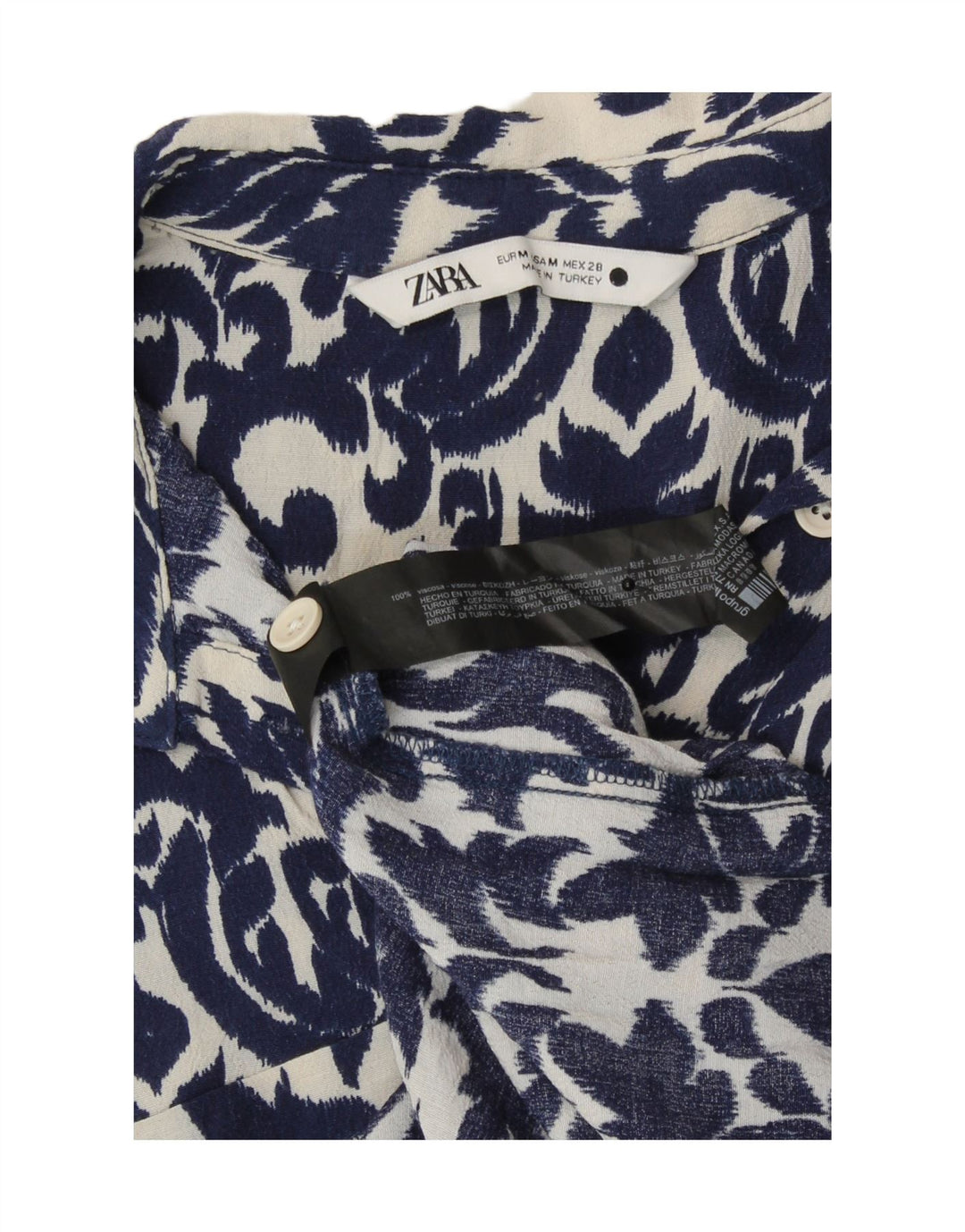 Zara Womens Maxi Dress UK 12 Medium Blue Ikat Viscose