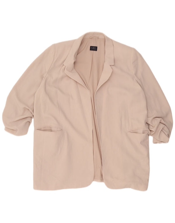 Marks & Spencer Womens 3/4 Sleeve Open Blazer Jacket UK 22 3XL Beige