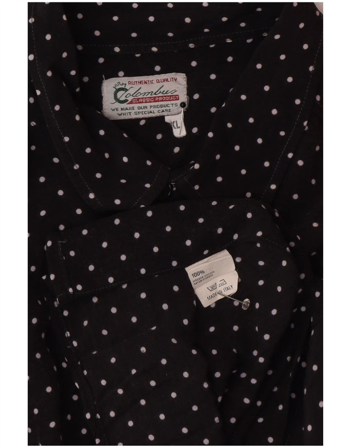 Colombus Mens Shirt XL Black Polka Dot Viscose