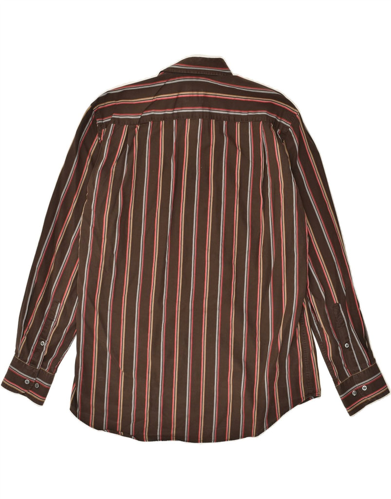 LACOSTE Mens Shirt Size 40 Medium Brown Striped Cotton | Vintage Lacoste | Thrift | Second-Hand Lacoste | Used Clothing | Messina Hembry 