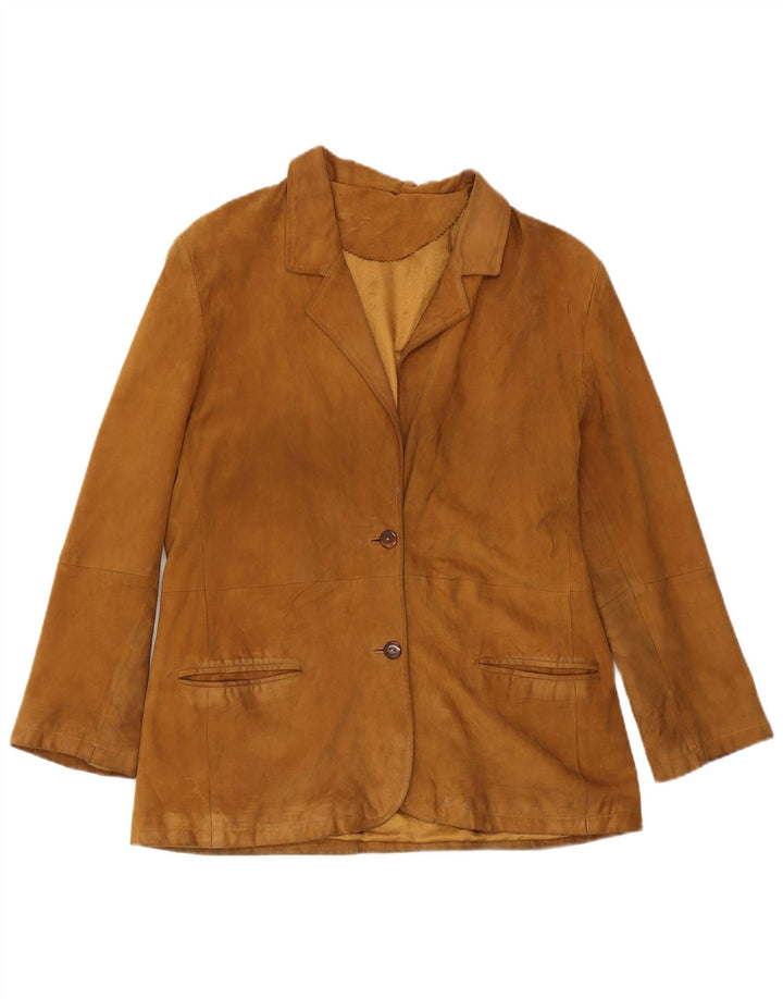 Vintage Womens 2 Button Suede Blazer Jacket IT 50 XL Brown