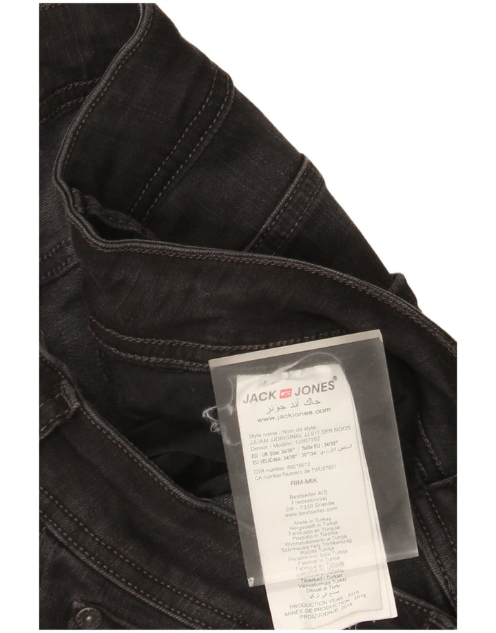 Jack & Jones Mens Slim Jeans W34 L30 Black Cotton